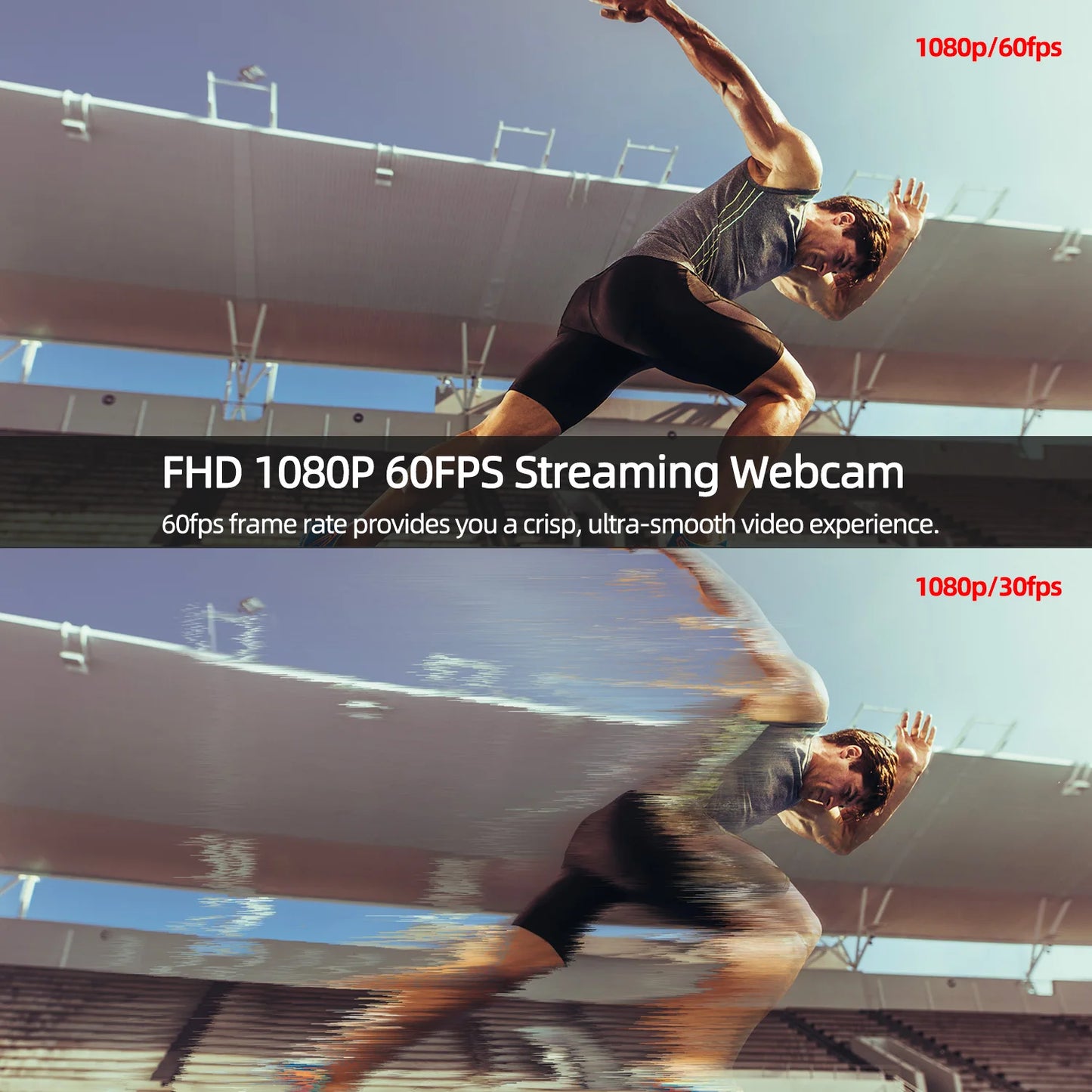 AUSDOM AF668 FHD 1080P 60FPS Webcam – Autofocus, Ring Light, Free Tripod
