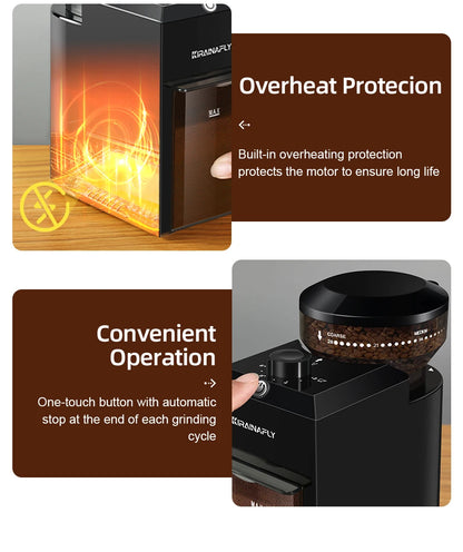 KIRAINAFLY Automatic Burr Mill Coffee Grinder 200W | 28 Grind Settings