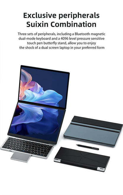 BYONE 13.5" Dual Screen 2-in-1 Touch Laptop | Intel N100 | 16GB DDR5 | Up to 2TB SSD | 2.5K UHD | 9000mAh | 180° Foldable