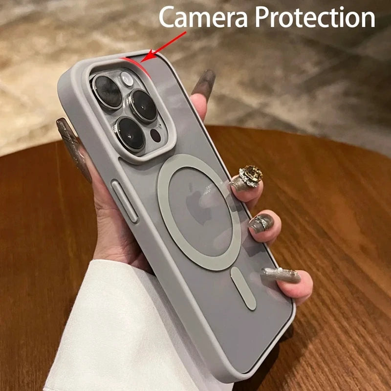 Luxury Transparent Magnetic iPhone Case | MagSafe Wireless Charging, Shockproof Bumper for iPhone 11-16 Pro Max