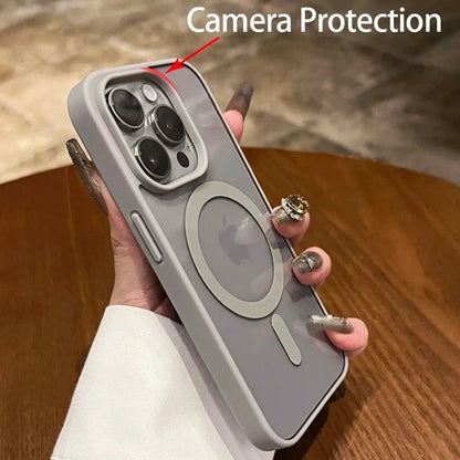Luxury Transparent Magnetic iPhone Case | MagSafe Wireless Charging, Shockproof Bumper for iPhone 11-16 Pro Max