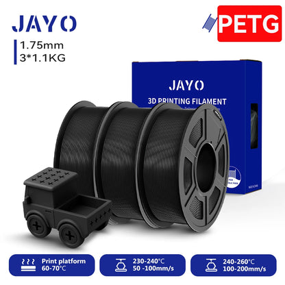 JAYO PETG/High Speed Matte PETG 3D Printing Filament 1.75MM Mix-Colors & No bubbles &Non-toxic For 3D Printer & Pen 3Rolls