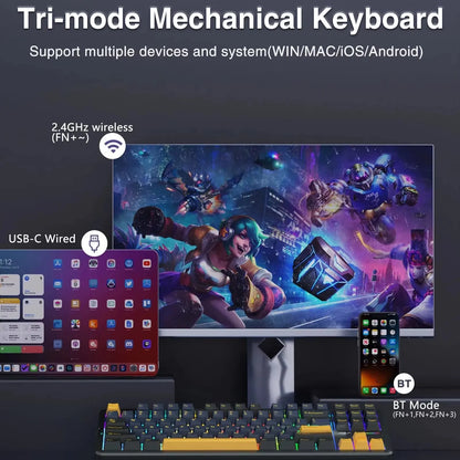 AULA F87 Pro Tri-mode Mechanical Keyboard – 8000mAh, Hot-Swap, RGB, PBT, Gasket Mount