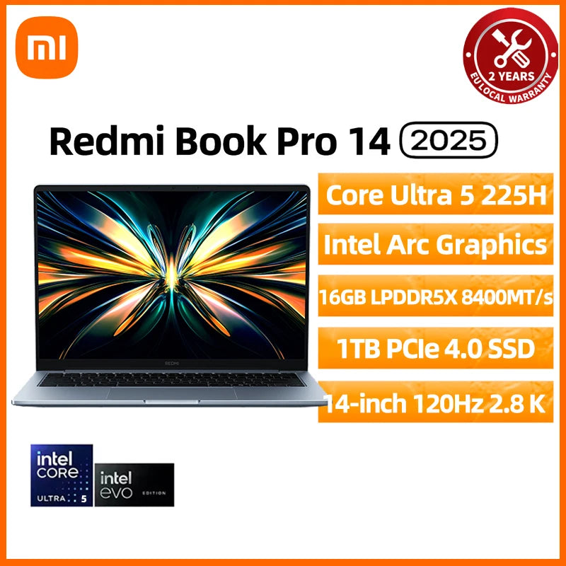 Xiaomi Redmi Book Pro 14 2025 – Intel Ultra 7/5, 32GB, 2.8K 120Hz, Arc Graphics