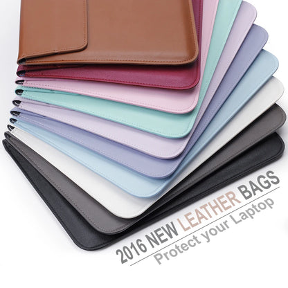PU Leather Laptop Sleeve Case – 11" to 16.2" | MacBook Air Pro, Notebook Bag | Multiple Colors