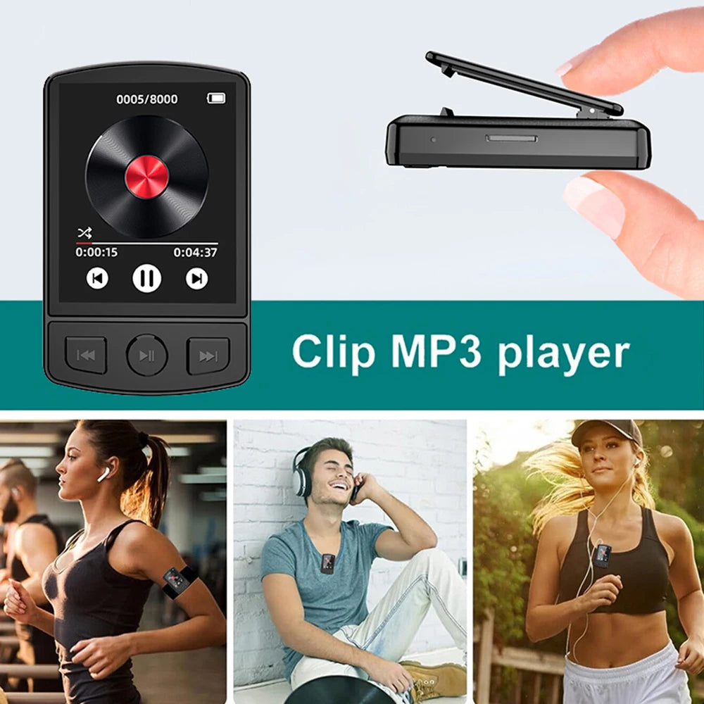 Portable Bluetooth 5.2 MP3/MP4 Music Player – 1.8" Screen, FM Radio, E-Book, Recorder, Clip Sport Walkman