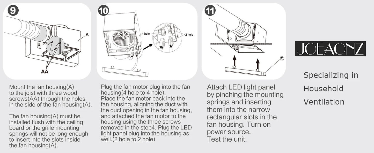 Bathroom Exhaust Fan with LED Light 110 CFM – 3 Color Temps, 1000LM, Ultra Quiet 2.5 Sones