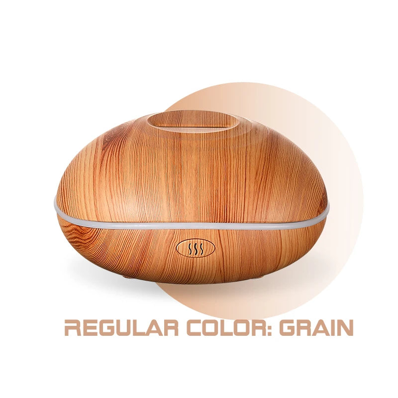HLCOME Ultrasonic Aroma Diffuser – 200ml Wood Grain, 7 Color LED, Remote Control, Essential Oil Humidifier for Home & Bedroom