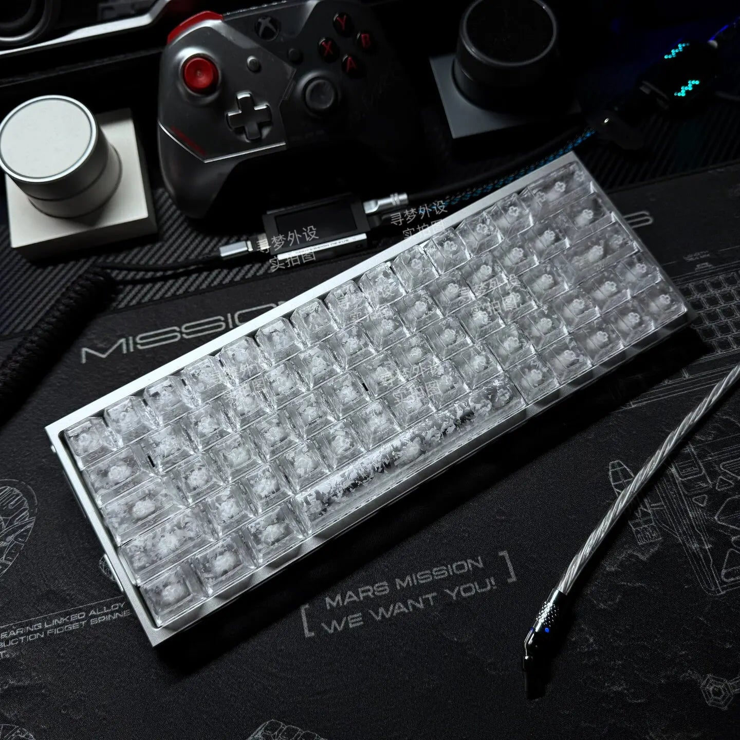 ICECARBON BLACKCARBON Forged Carbon Keycaps | Cherry Profile | Semi-Frosted | Side-Laser Engraved | 120 Keys