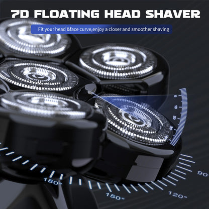 SEJOY 7D Head Shaver for Men – 6-in-1 Electric Razor, Nose Trimmer, Waterproof, 85min Runtime