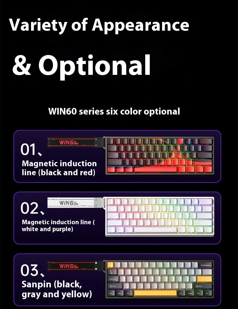 Aula Win68 HE Magnetic Switch Mini RGB mechanical gaming keyboard with hot-swappable keys and wired design for PC gaming.