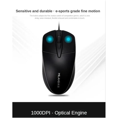 Silent Wired Mini Mouse – Ergonomic, 100cm Cable, for Laptop & PC