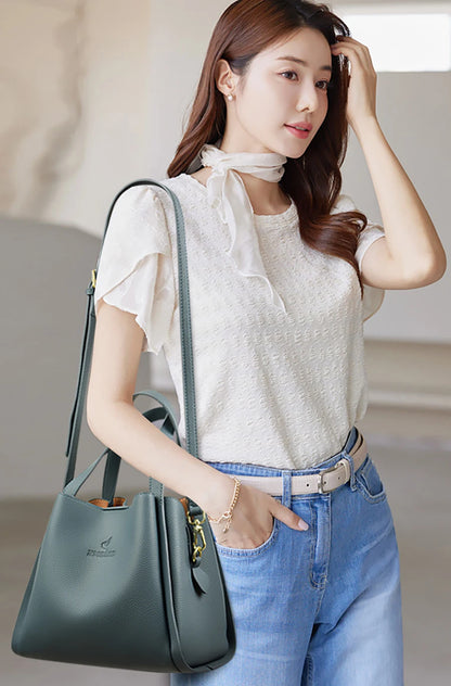 Soft PU Leather Tote Bag - Large Capacity Women's Shoulder Handbag