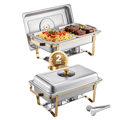 SucceBuy Chafing Dish Buffet Set – 2 or 4 Pack Stainless Steel Catering Warmer