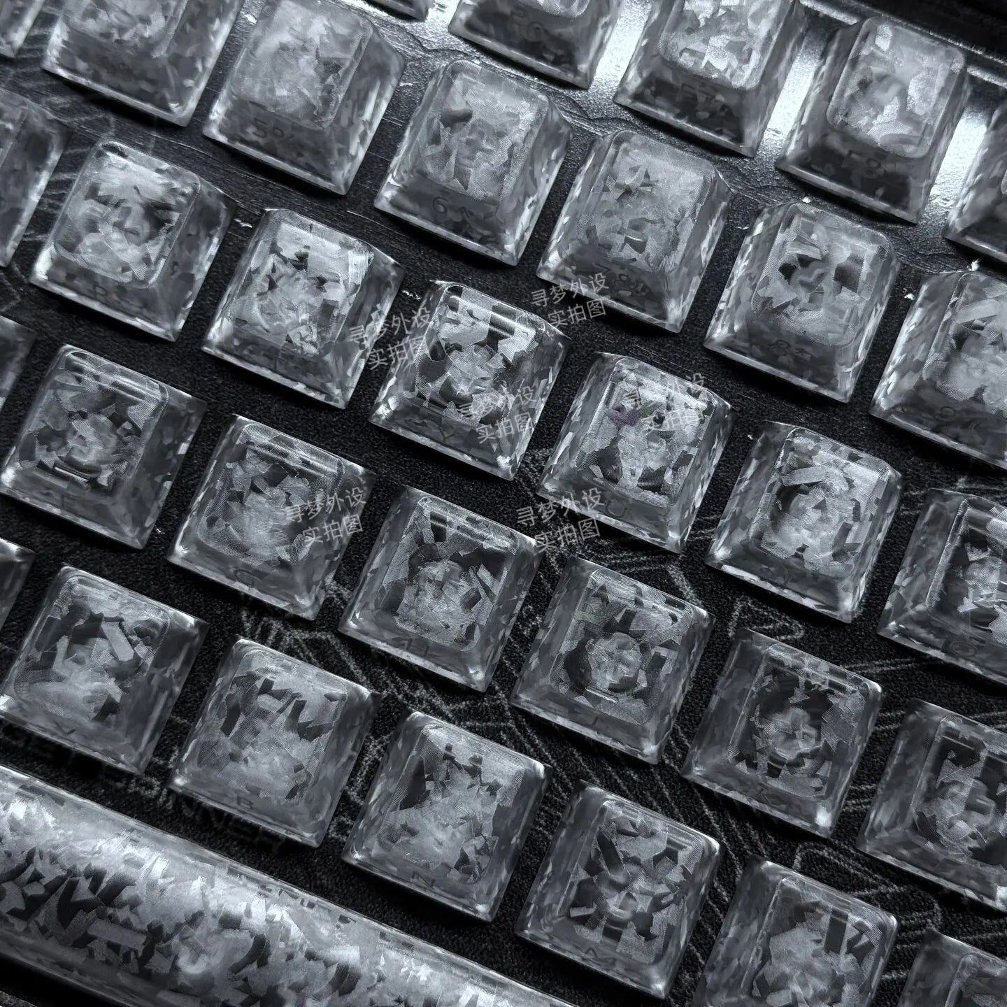 ICECARBON BLACKCARBON Forged Carbon Keycaps | Cherry Profile | Semi-Frosted | Side-Laser Engraved | 120 Keys