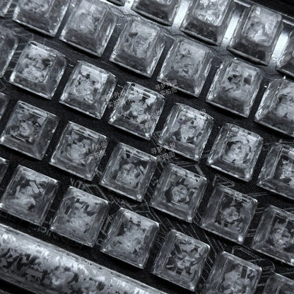 ICECARBON BLACKCARBON Forged Carbon Keycaps | Cherry Profile | Semi-Frosted | Side-Laser Engraved | 120 Keys