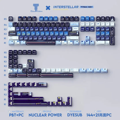 Titan Nation Interstellar Crossing Keycaps Original Height PBT Material PC Transparent Thermally Sublimated HighQuality 144 Keys