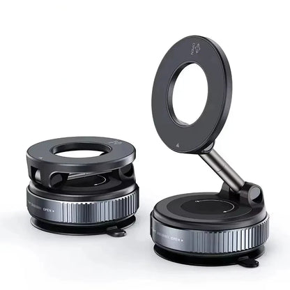 Rotating Folding Magnetic Phone Holder | Vacuum Suction MagSafe Stand for Car, Gym & Kitchen