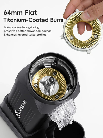 STARSEEKER E64 Espresso Grinder – 64mm Titanium Flat Burr, Stepless