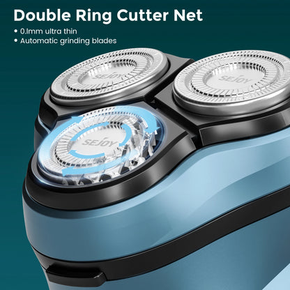 Sejoy 3D Floating Electric Shaver for Men – Triple Blade, Wet/Dry, 85min, Fast Charge