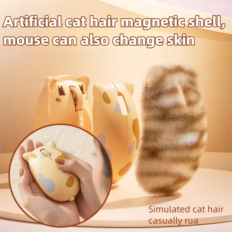 INPHIC Kalo Cute Cat Bluetooth Wireless Mouse – Silent, 2400 DPI, Rechargeable, for PC & iPad