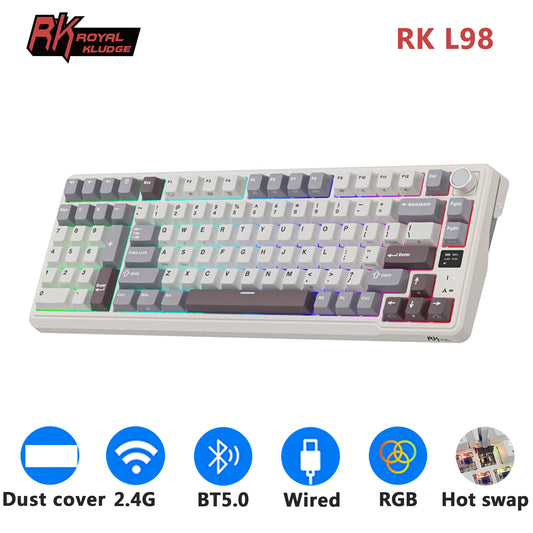 RK ROYAL KLUDGE L98 Left-Handed Mechanical Keyboard – 95%, Gasket, Tri-Mode, RGB, Hot-Swap