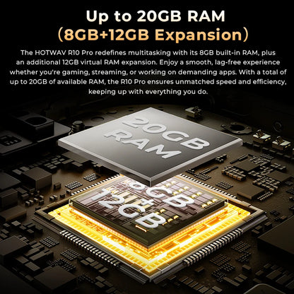 HOTWAV R10 Pro Rugged Tablet | 10800mAh | 10.1" HD+ | Android 14 | 8GB+256GB | 4G | 13MP