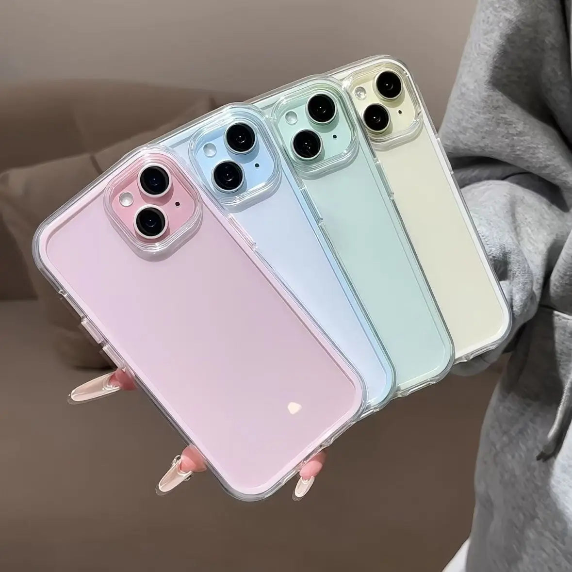 Luxury Candy Color Clear Phone Case | Shockproof Acrylic Bumper for iPhone 17/16/15/14/13/12/11 Pro Max
