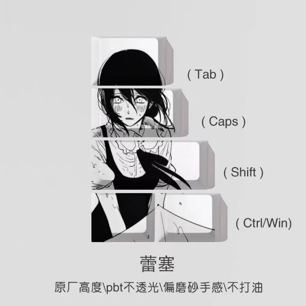 Chainsaw Man Anime Keycaps – PBT Dye-Sub, Cherry Profile, 74–140 Keys, for Mechanical Keyboard