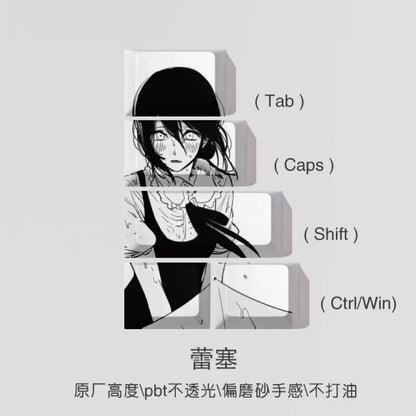 Chainsaw Man Anime Keycaps – PBT Dye-Sub, Cherry Profile, 74–140 Keys, for Mechanical Keyboard