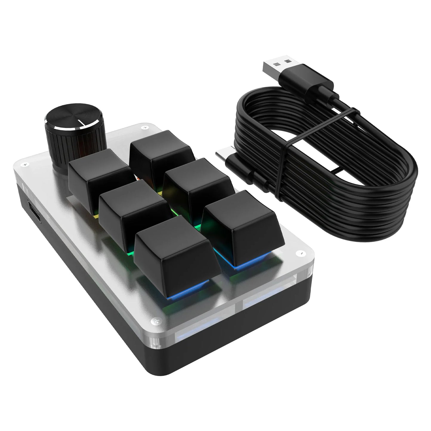 Mini 6-Key 1-Knob RGB Macro Gaming Keypad – USB Wired Hot Swap Mechanical Keyboard