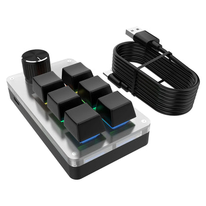 Mini 6-Key 1-Knob RGB Macro Gaming Keypad – USB Wired Hot Swap Mechanical Keyboard