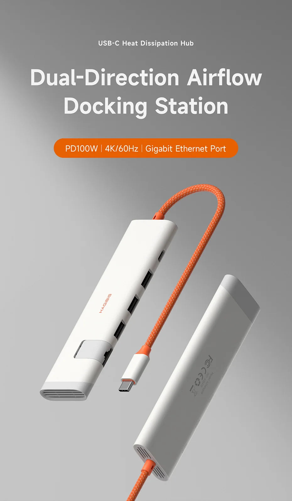 Hagibis USB-C Hub Multiport | 4K HDMI | RJ45 Ethernet | Heat Dissipation | MacBook & Laptops