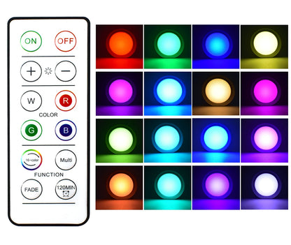 RGB LED Under Cabinet Light – 16 Colors, USB Rechargeable, Remote Control