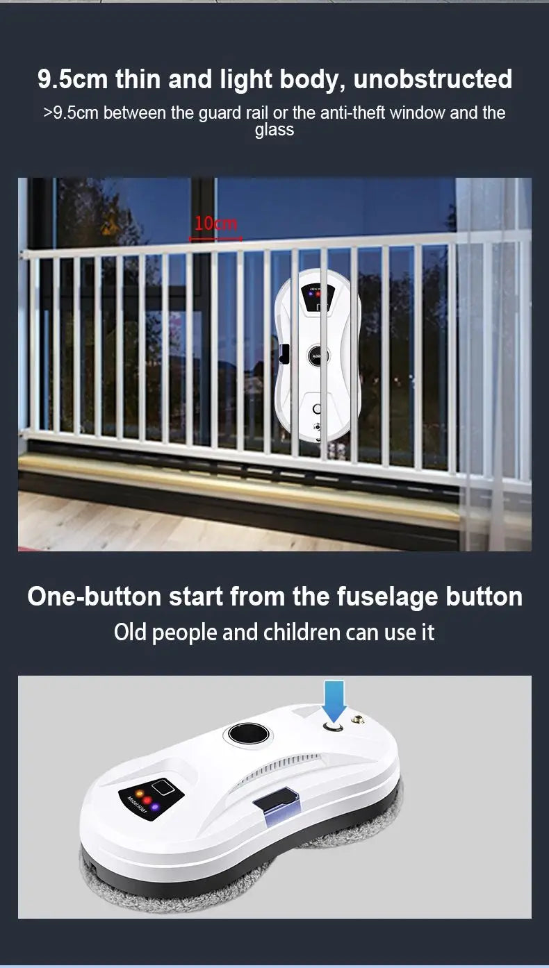 DIVEDEER Intelligent Window Cleaner Robot – Automatic Electric Window Washing Machine with EU Plug