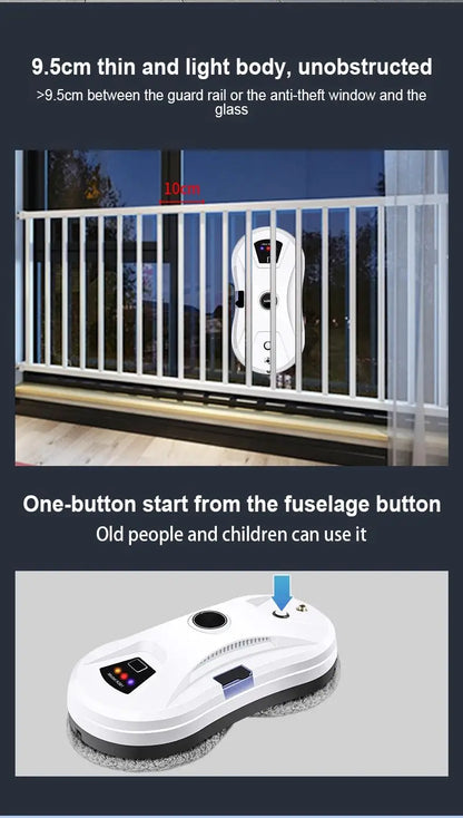 DIVEDEER Intelligent Window Cleaner Robot – Automatic Electric Window Washing Machine with EU Plug