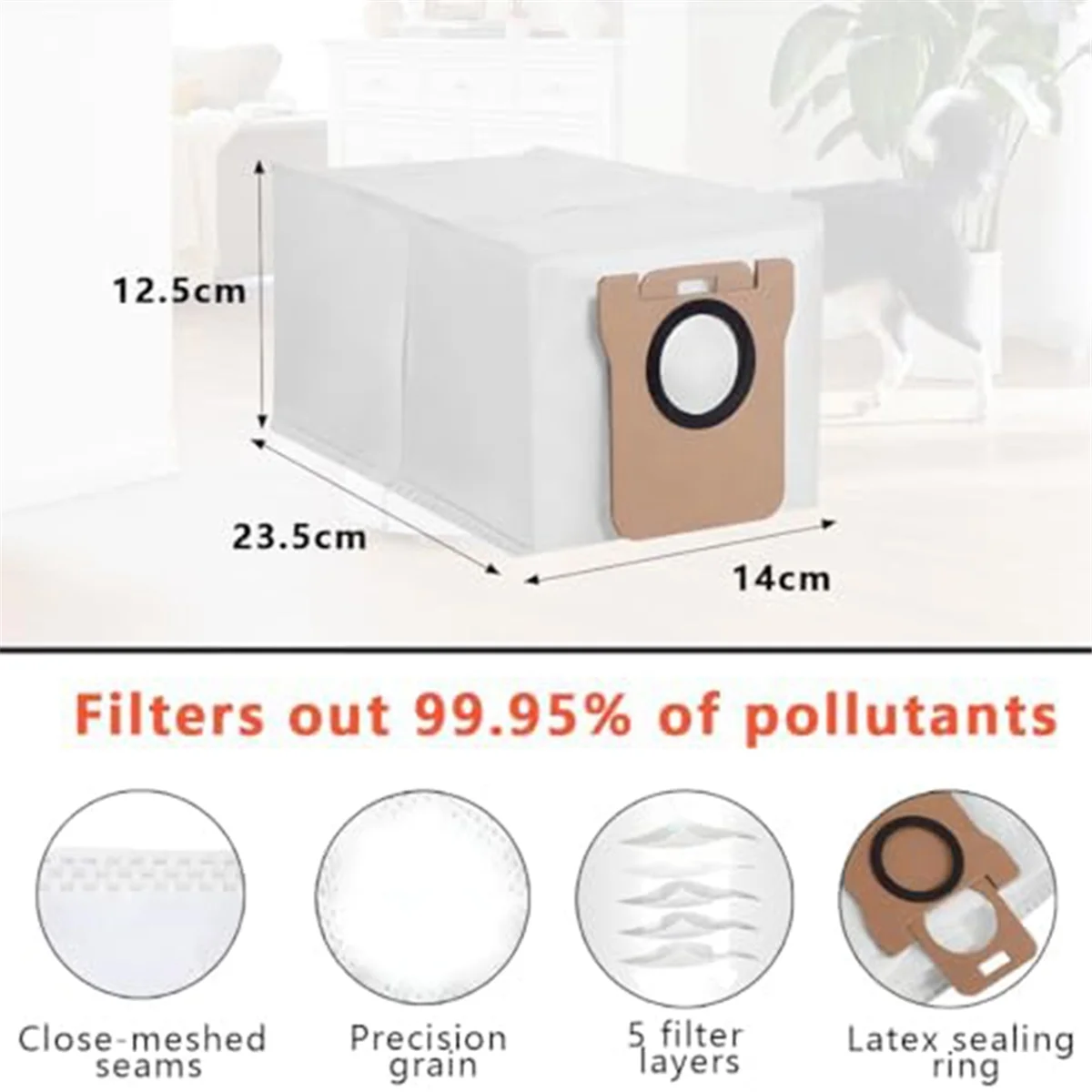 Six Dreame vacuum cleaner dust bags and wet mop cloths, compatible with L10S Ultra, L10 Prime, and L20 Ultra models.