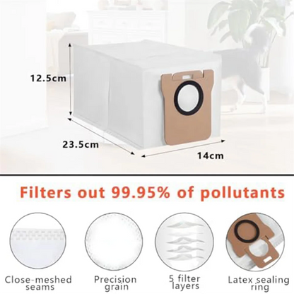 Six Dreame vacuum cleaner dust bags and wet mop cloths, compatible with L10S Ultra, L10 Prime, and L20 Ultra models.