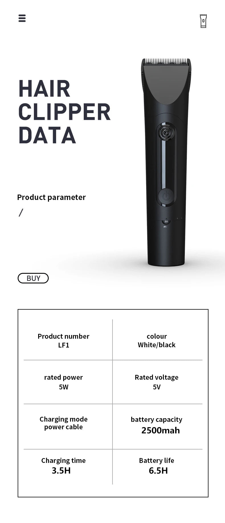 Xiaomi Mijia Wireless Hair Clipper – Titanium Alloy Blade, Men & Kids