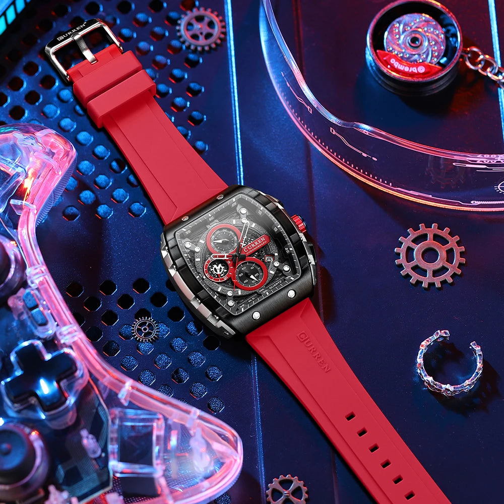 CURREN Men's Fashion Watch – Unique Square Design, Luxury Quartz Sport, Waterproof