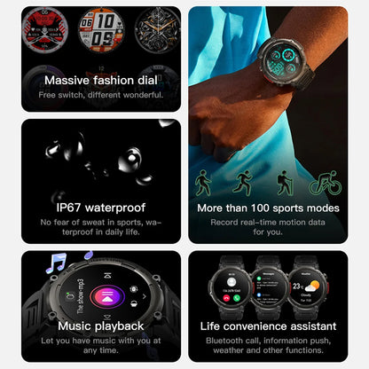 Imosi Outdoor Smart Watch with Flashlight – Sport Fitness Tracker, Blood Pressure, IP67