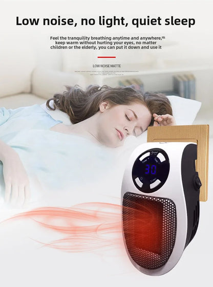 Eco Plug-In Electric Wall Heater — Energy Efficient, Low Noise, Portable Indoor Space Heater