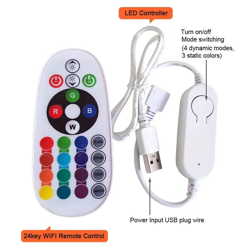 WiFi Bluetooth RGB COB LED Strip Light – 576 LEDs, 24/44 Key Remote, Flexible Tape Kit