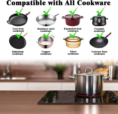 Karinear 4-Burner Electric Cooktop 24" 6000W – Knob Control, EU