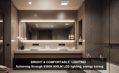 Bathroom Exhaust Fan with LED Light 110 CFM – 3 Color Temps, 1000LM, Ultra Quiet 2.5 Sones