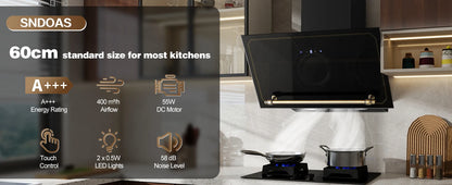 60cm Retro Wall Hood | 400m³/h Suction | A+++ | LED | Dual Filter