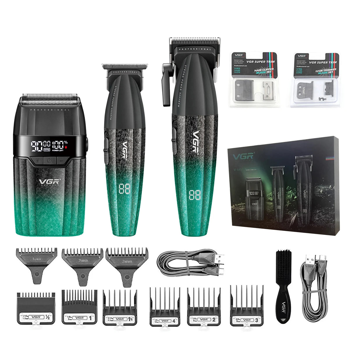 VGR V-640 Professional Hair Clipper | 9000 RPM | Cordless | Metal Body | Men's Trimmer