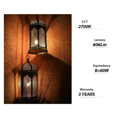 Melery E26 E27 LED Light Ball Bulb Edison Screw Filament A60 Lamp  8W Equivalent 80W Clear Incandescent [Energy Class A++] 3PACK