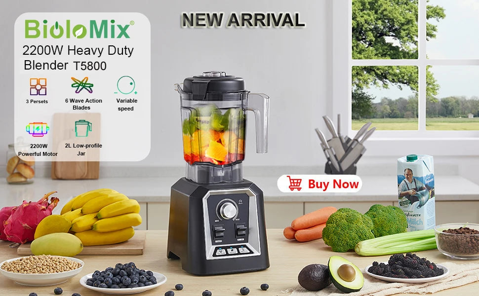 BioloMix 3HP Professional Blender BL-1800 | 2200W | 2L Jug | EU 220V
