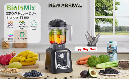 BioloMix 3HP Professional Blender BL-1800 | 2200W | 2L Jug | EU 220V